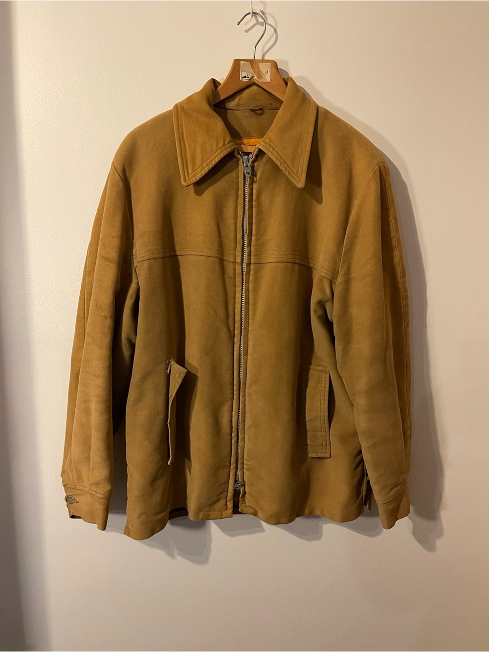 Vintage Craft Sportswear Borg Sherpa Liner Tan Chore Barn Fleece Jacket L Farm